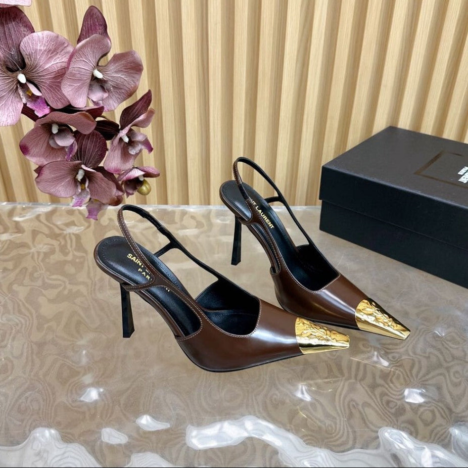 Saint Laurent Scarpin Slingback Jeanne  Brown