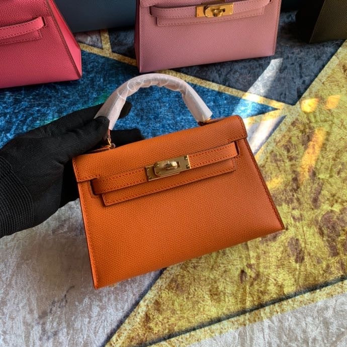 Bolsa Kelly Sellier Mini II  Etoupe Orange H  (tamanho 20) .