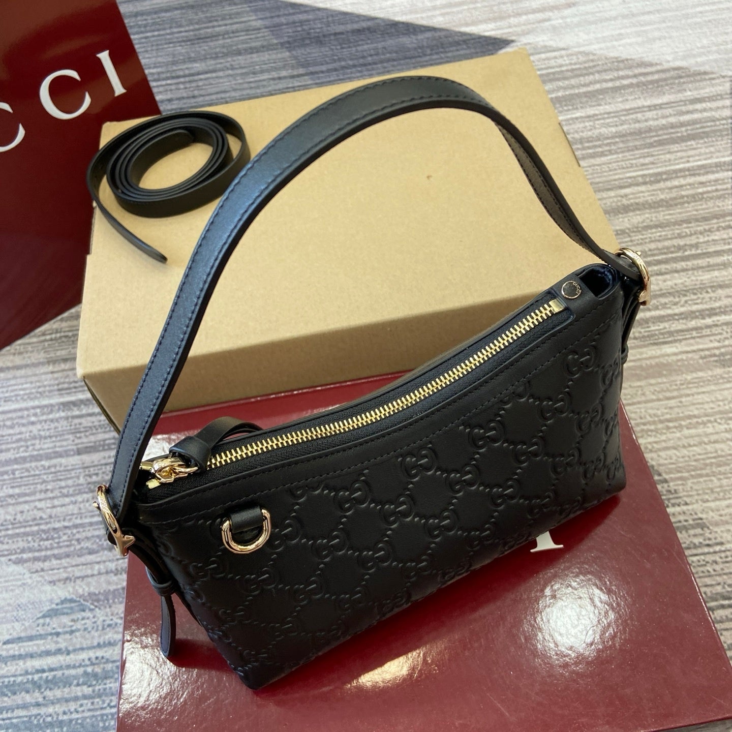Gucci GG Emblem Small Shoulder Bag Black