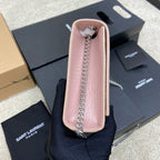 Saint Laurent Shoulder Bag Pink Blush Croc Ferragens Prata