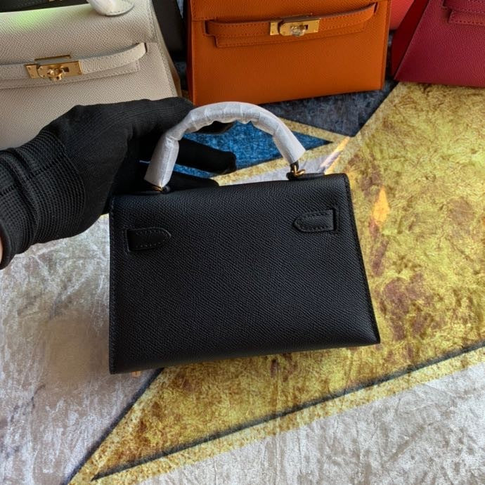 Bolsa Kelly Sellier Mini II Black (tamanho 20) .