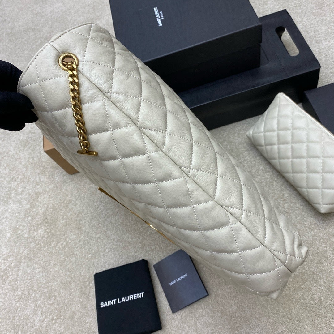 Saint Laurent Icare Maxi Tote Shopping Bag White Ferragens Douradas 58cm