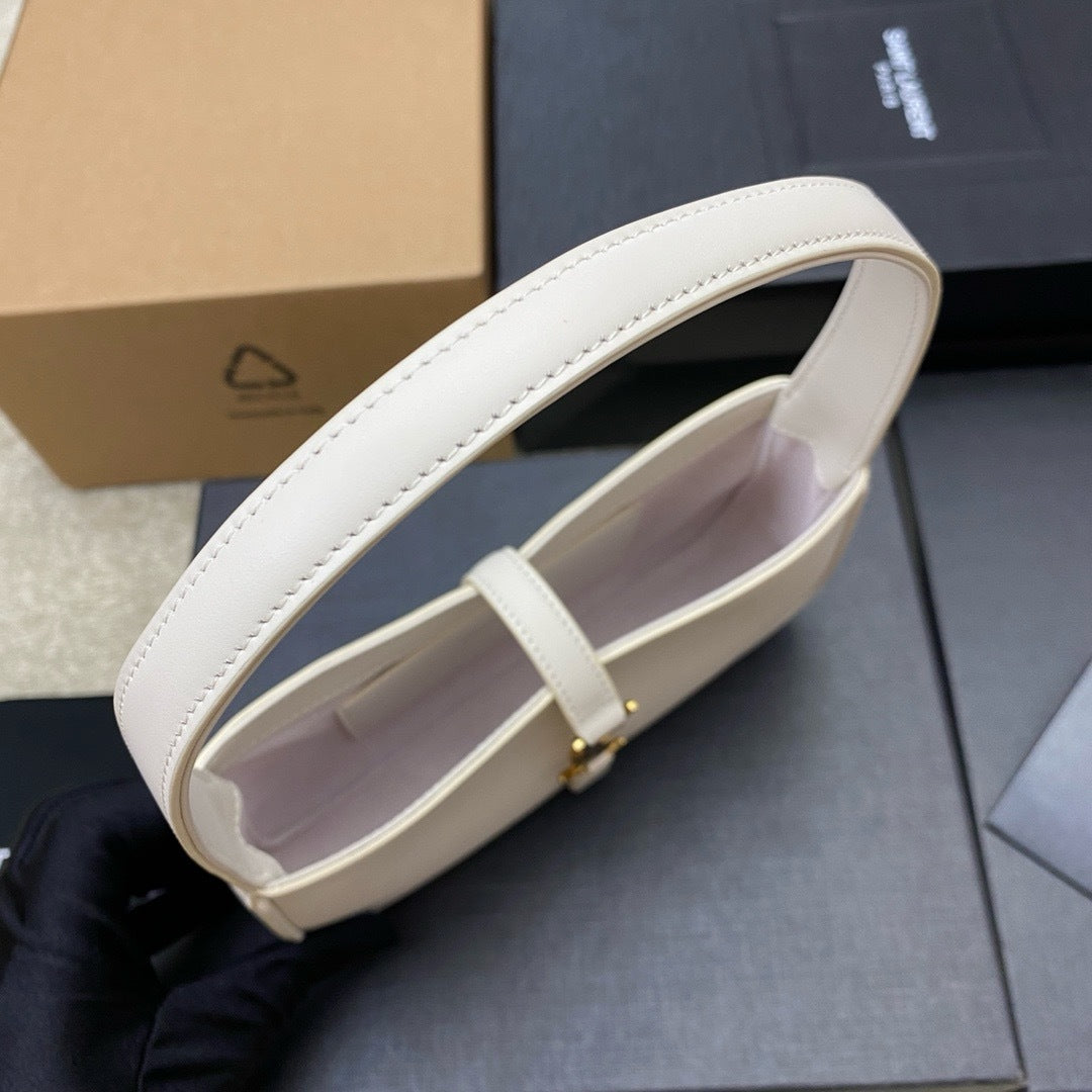 Saint Laurent Le 5 À 7 Top Handle Bag Off White Ferragens Douradas