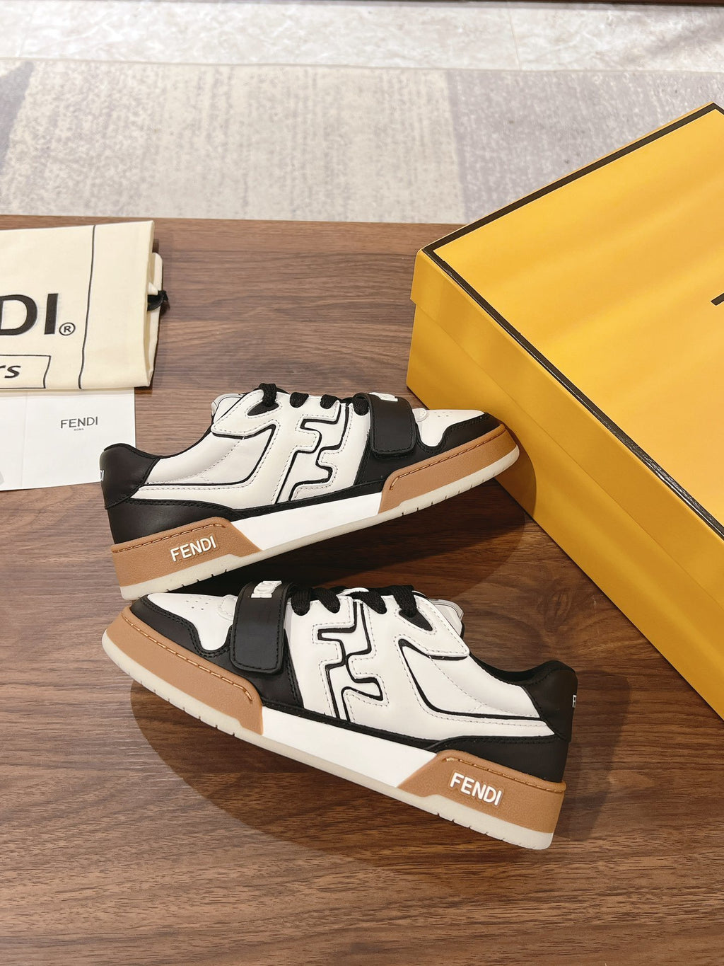Fendi Match Black leather low-tops.