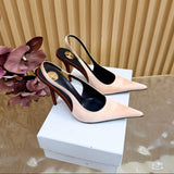 Saint Laurent Scarpin Slingback Deroche  Rose Lingerie e Dark em crepe de cetim