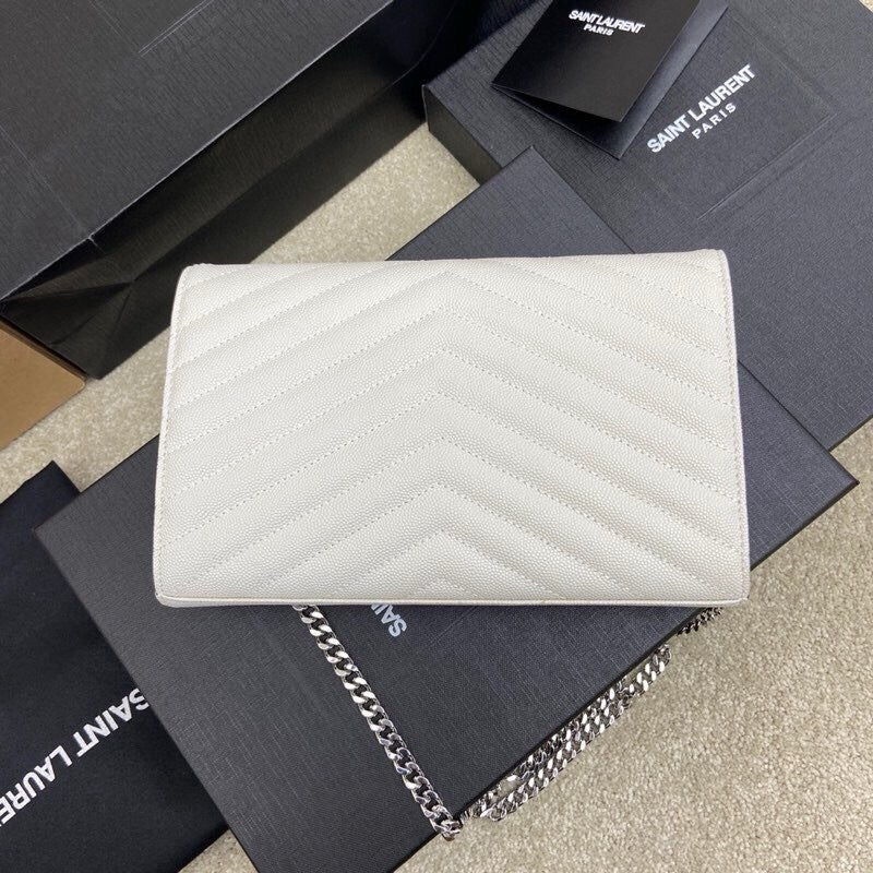 Saint Laurent Shoulder Bag White Ferragens Prata