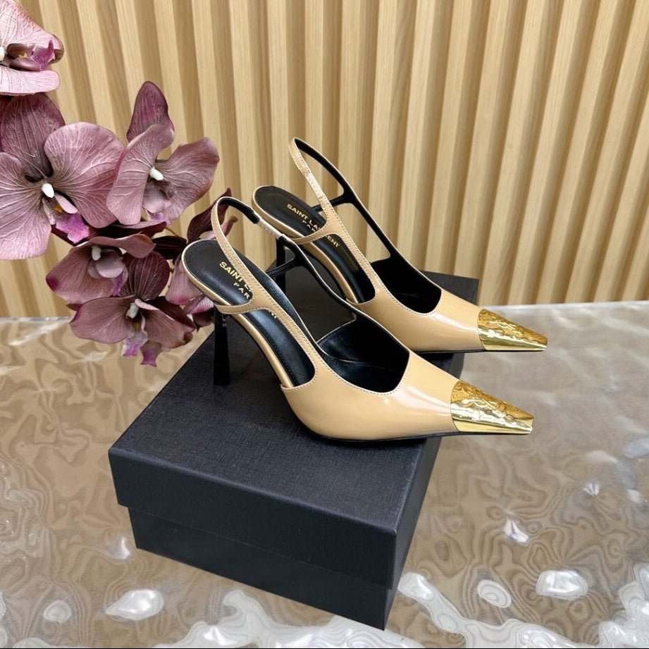 Saint Laurent Scarpin Slingback Jeanne  Beige