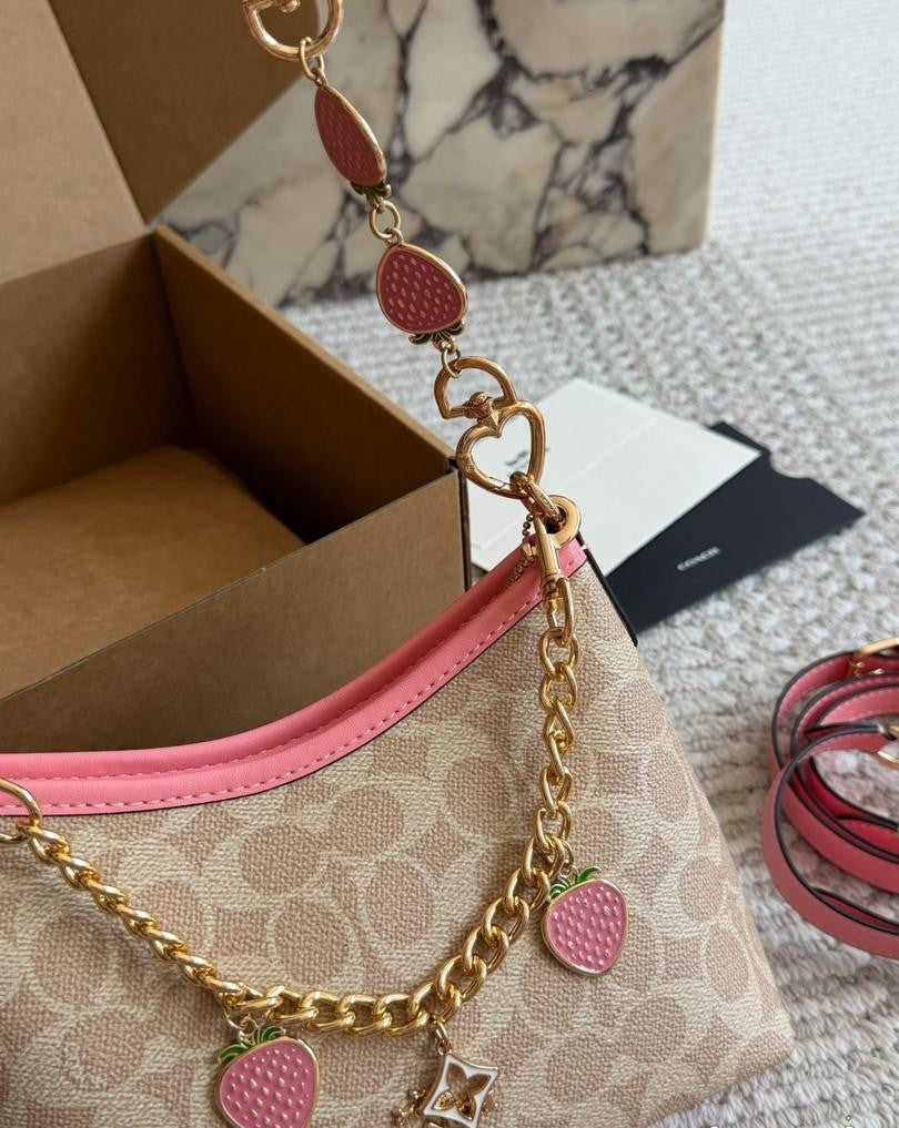Coach Laurel Midnight Charm Shoulder Bag Beje/Pink
