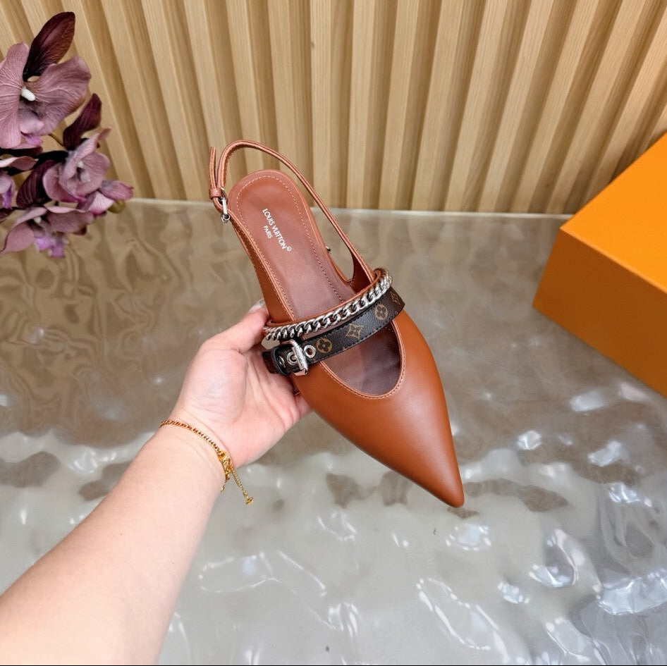 Louis Vuitton Vibe Slingback Flat Ballerina Brown