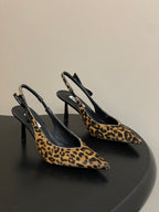 Prada Leopard-Print Pony Hair Slingback Pumps