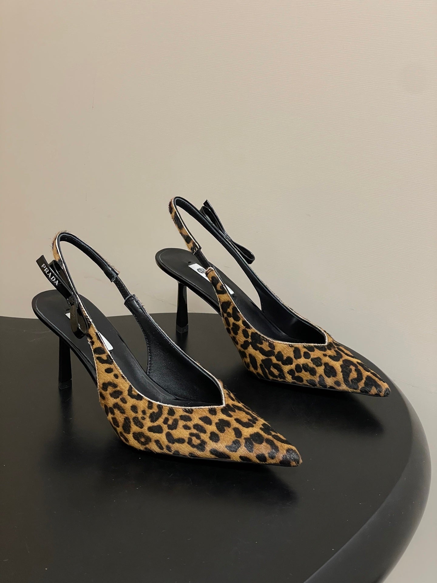 Prada Leopard-Print Pony Hair Slingback Pumps