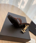 Saint Laurent  Mules Opyum Em Crepe De Cetim Marrom Escuro