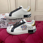 Dolce & Gabbana Portofino Graffiti-Print Sneakers In Black