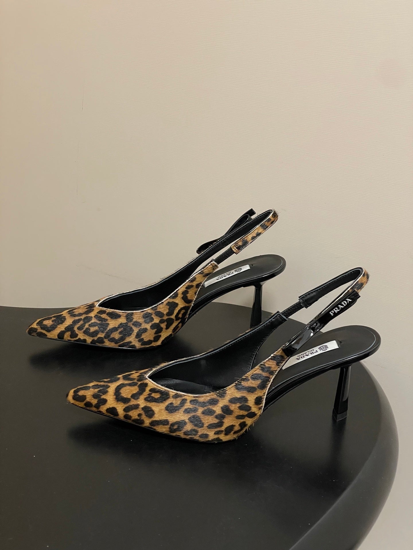 Prada Leopard-Print Pony Hair Slingback Pumps
