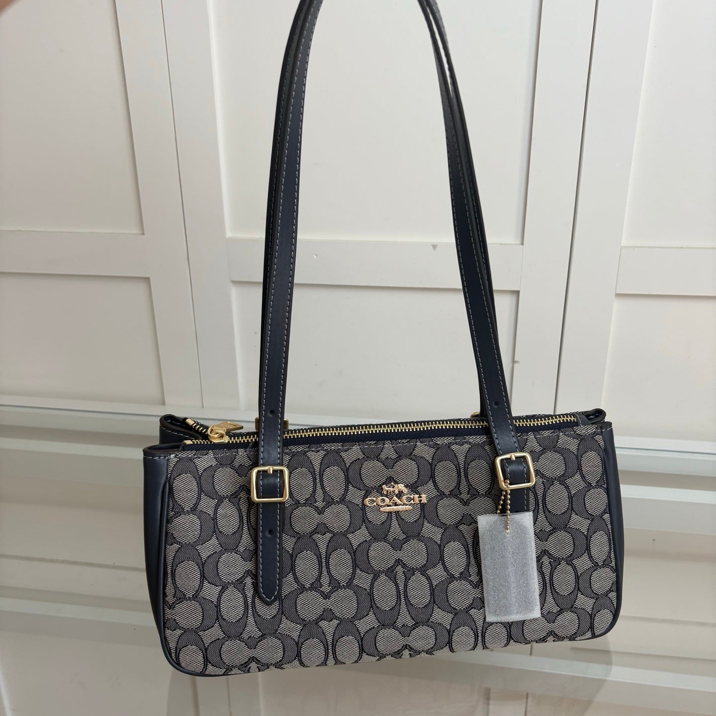 Coach Asher Shoulder Bag em Signature Canvas Grafite