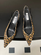 Prada Leopard-Print Pony Hair Slingback Pumps
