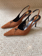 Saint Laurent Scarpin Slingback Babylone Breteuil Camurça 7,5 cm