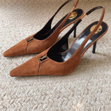 Saint Laurent Scarpin Slingback Babylone Breteuil Camurça 7,5 cm
