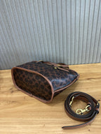 Coach Taxi Tote 21 Signature Brown Ferragens Douradas