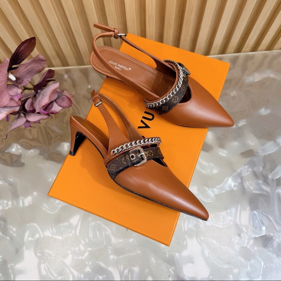 Louis Vuitton LV Vibe Slingback Pumps Brown