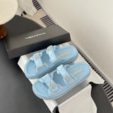 CHANEL Quilted Dad Sandal  Light Blue.