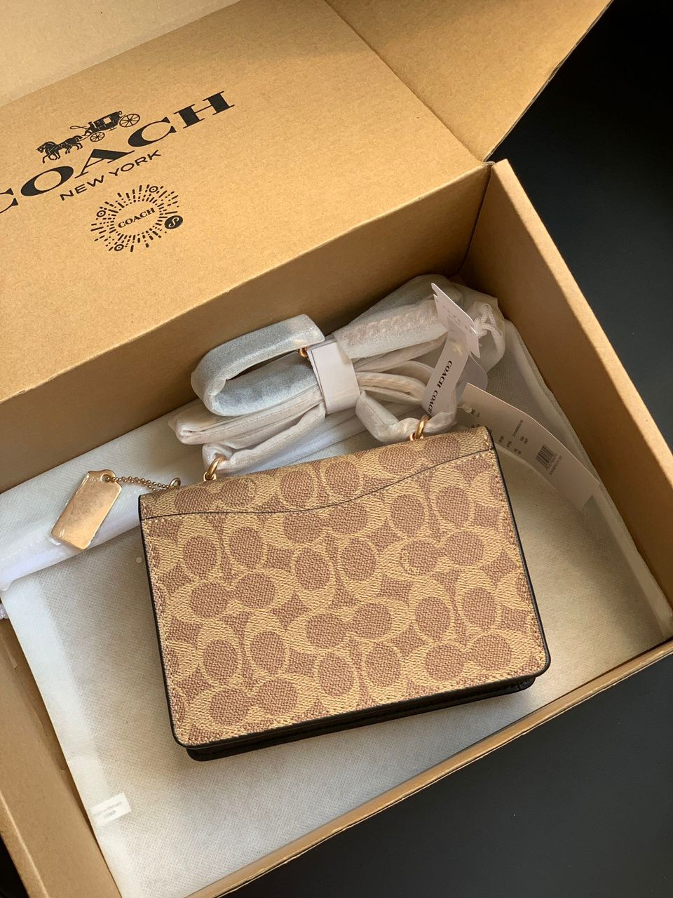 Coach Mini Klare Crossbody Bag Khaki/Preto Ferragens Douradas