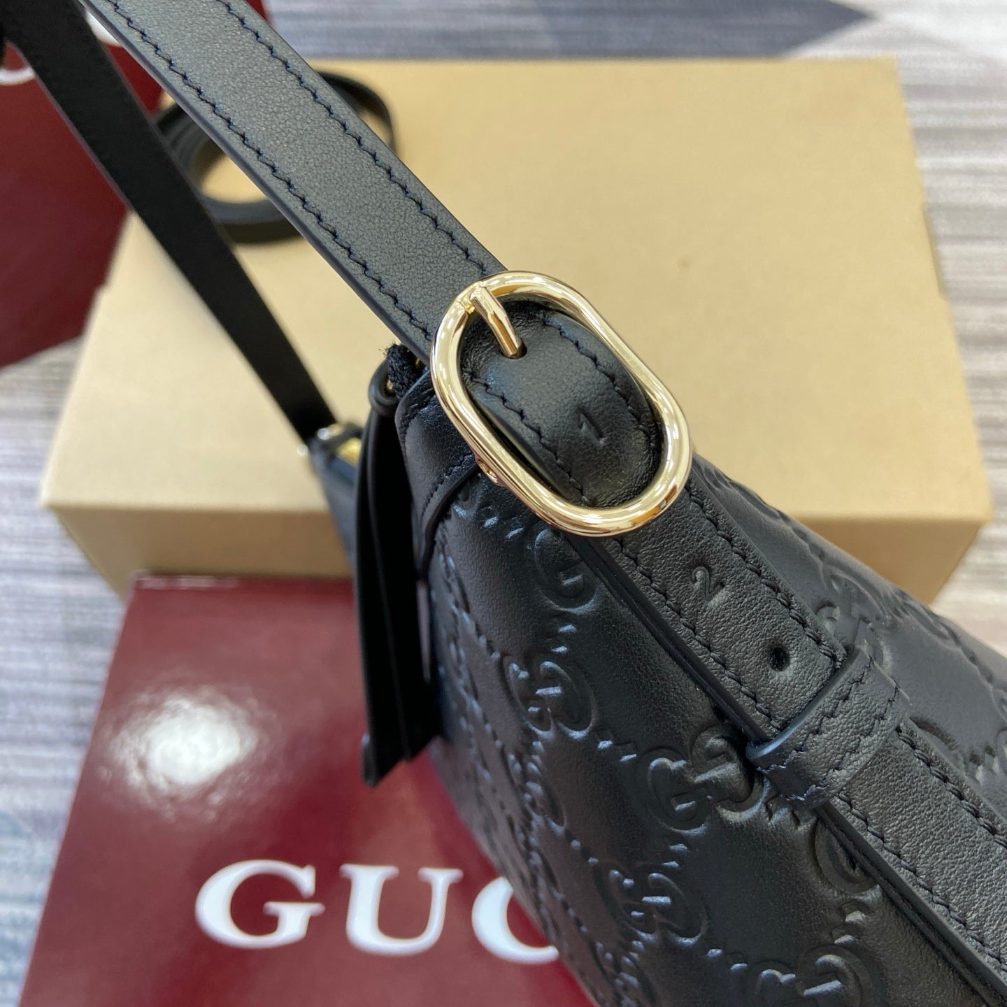 Gucci GG Emblem Small Shoulder Bag Black