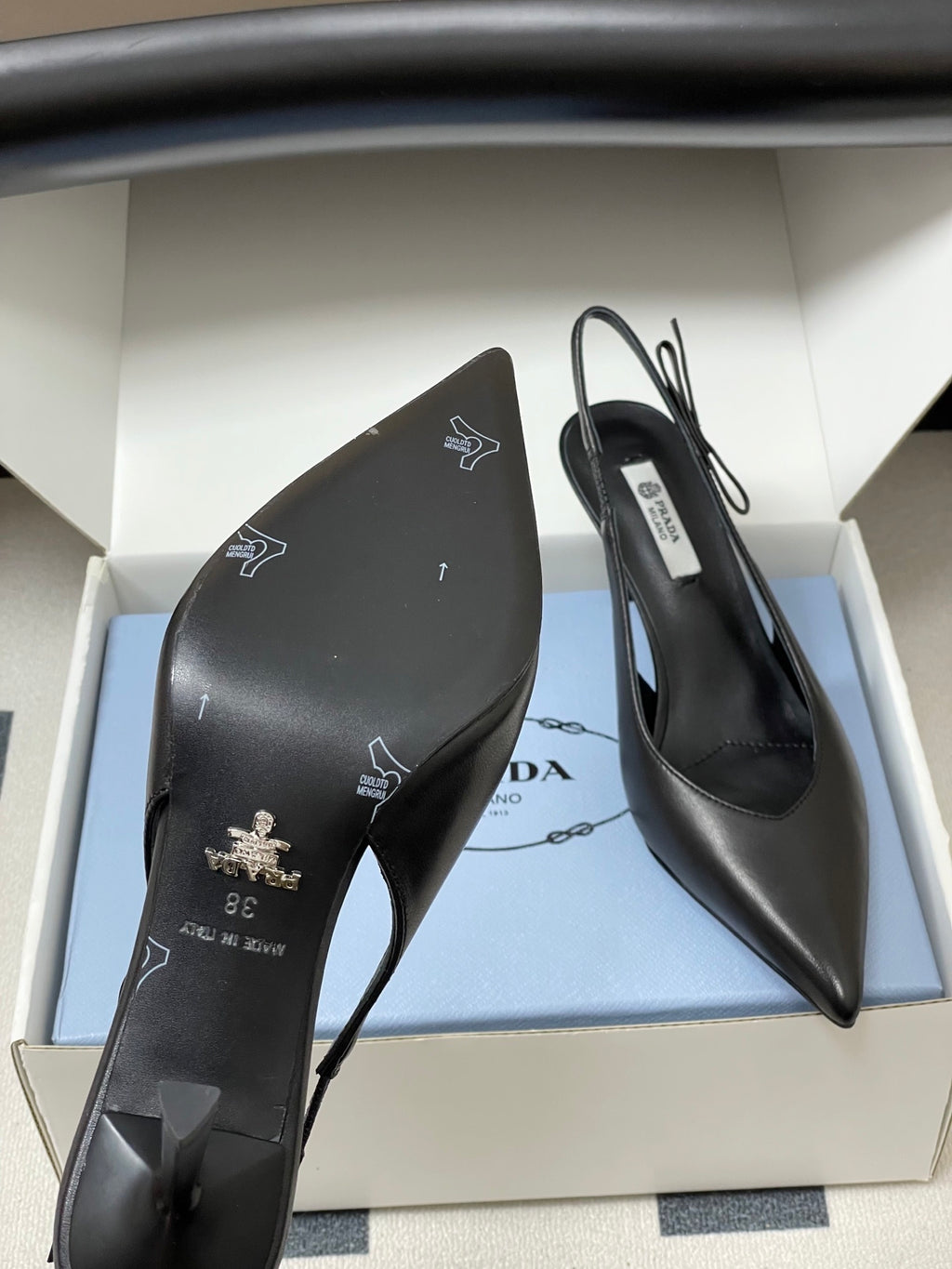 Prada  Slingback Pumps  Black Matte