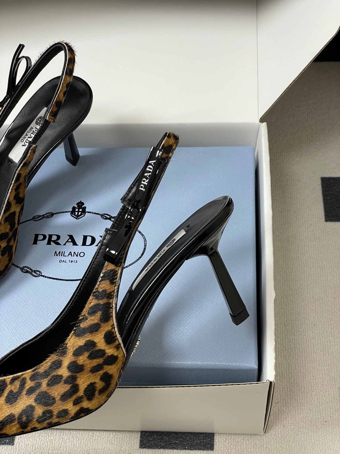 Prada Leopard-Print Pony Hair Slingback Pumps