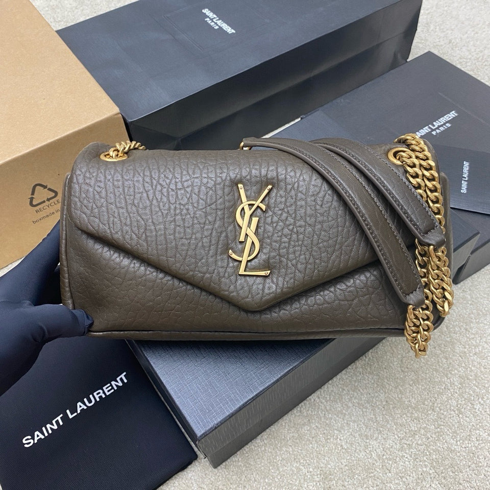 Yves Saint Laurent Calypso Lambskin Brown Ferragens Douradas