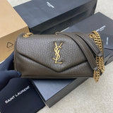 Yves Saint Laurent Calypso Lambskin Brown Ferragens Douradas