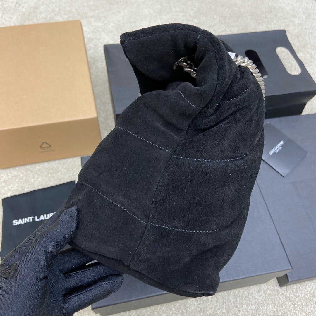 Bolsa Saint Laurent Puffer Toy  Shoulder Bag Black em camurça