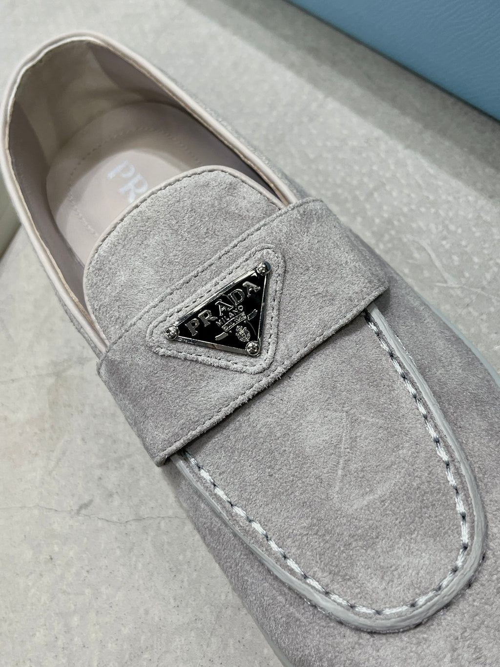 Prada Suede Loafers Grey