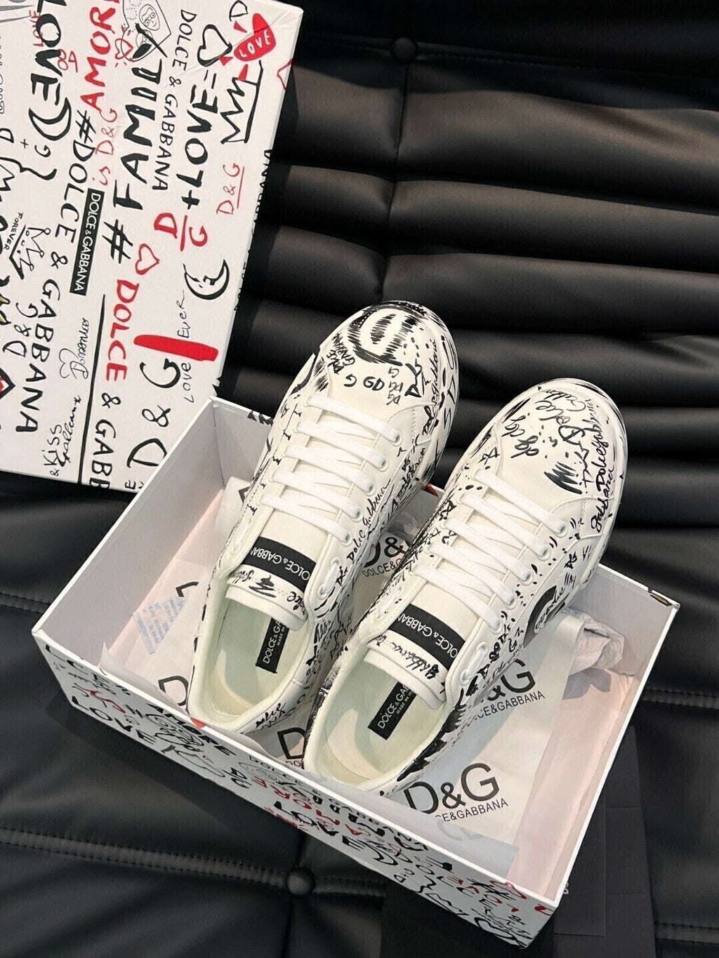 Dolce & Gabbana Portofino Graffiti Print Leather