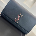 Saint Laurent Kate Chain Bag Black Ferragens Prata