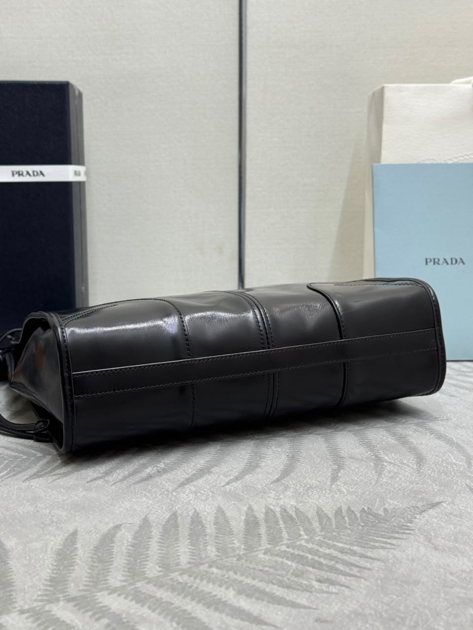 Prada Bonnie Leather Shoulder Bag Black