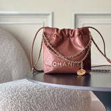 Chanel Mini 22 Handbag Couro Marrom .