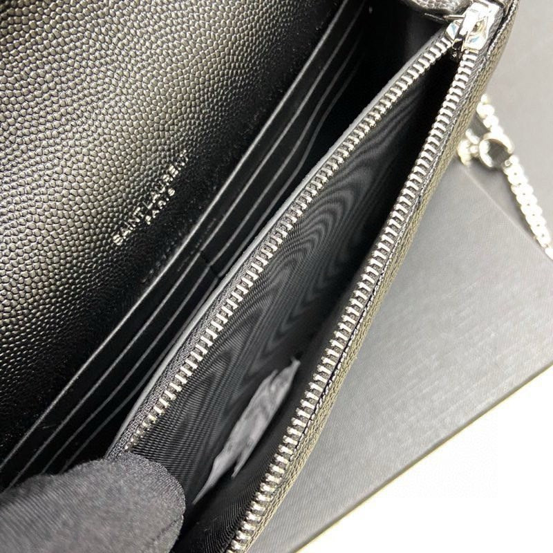 Saint Laurent Shoulder Bag Preta Ferragens Prata