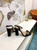 Gucci GG 105mm Heeled Sandal Black Leather