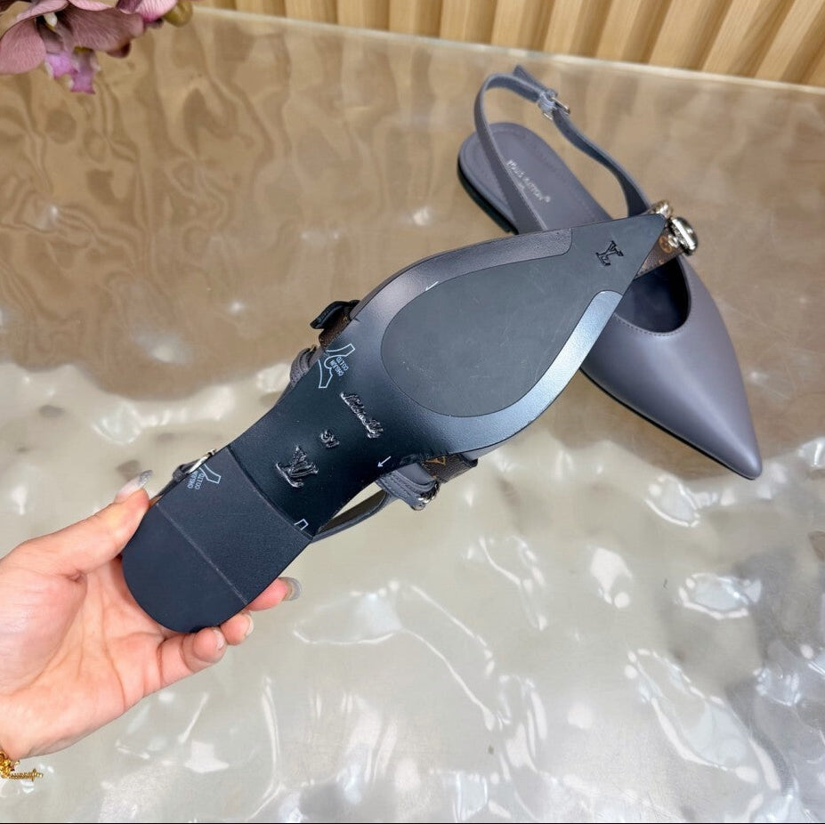 Louis Vuitton Vibe Slingback Flat Ballerina Gray