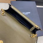Saint Laurent Shoulder Bag Green Ferragens Douradas