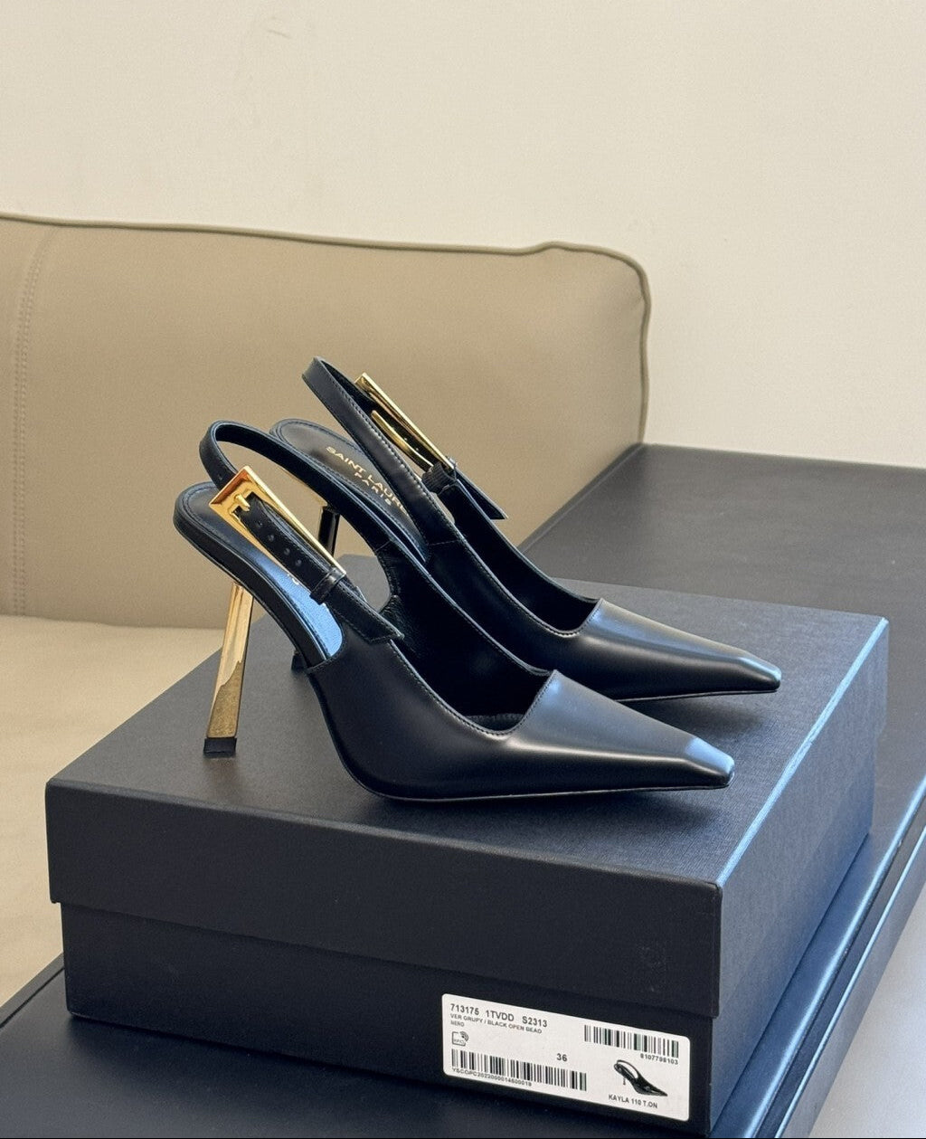Saint Laurent Scarpin Slingback Lee Black