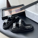 CHANEL Quilted Dad Sandal Silver