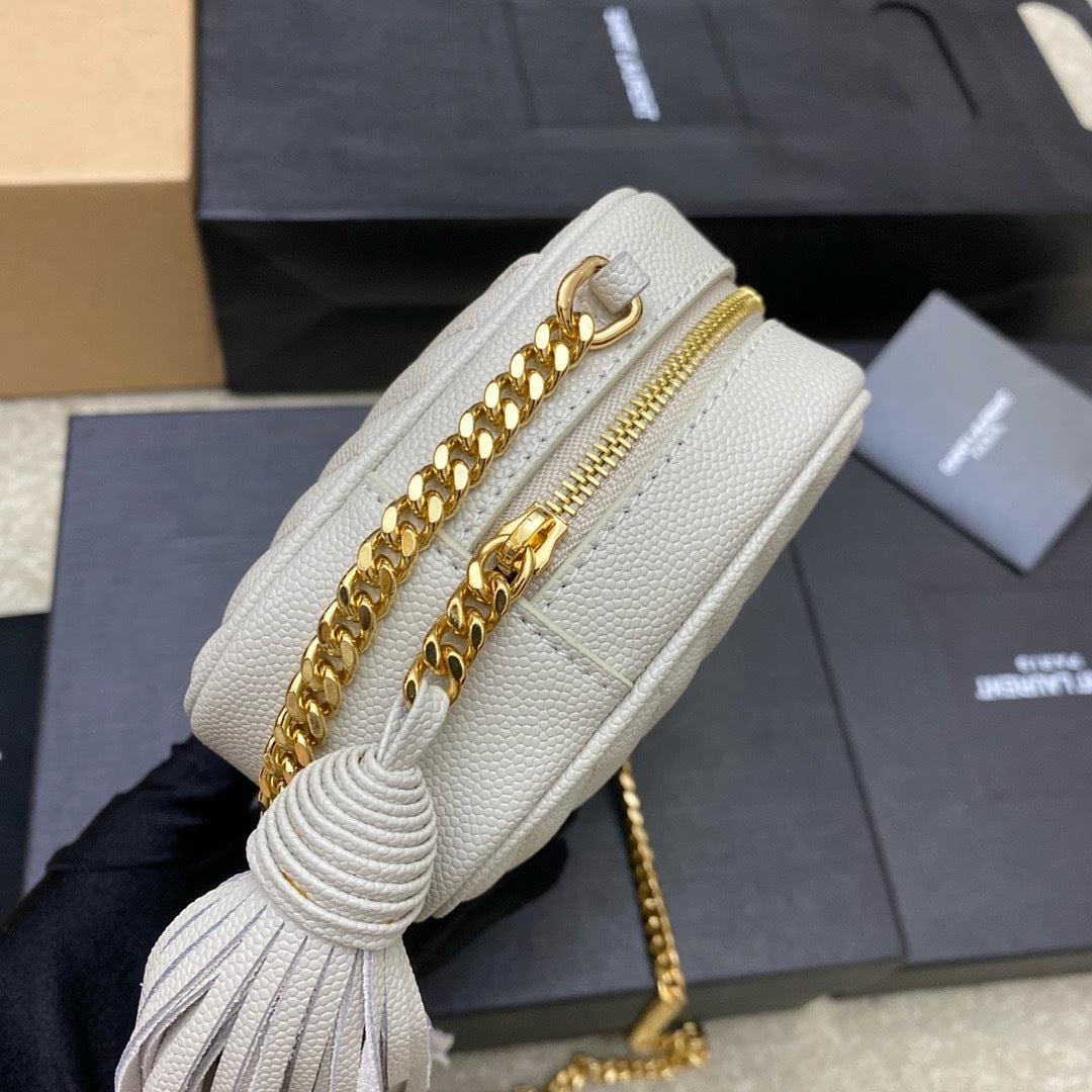 Saint Laurent Lou Camera Bag Off White Ferragens Douradas