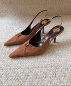 Saint Laurent Scarpin Slingback Babylone Camurça 75 mm