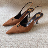 Saint Laurent Scarpin Slingback Babylone Camurça 75 mm