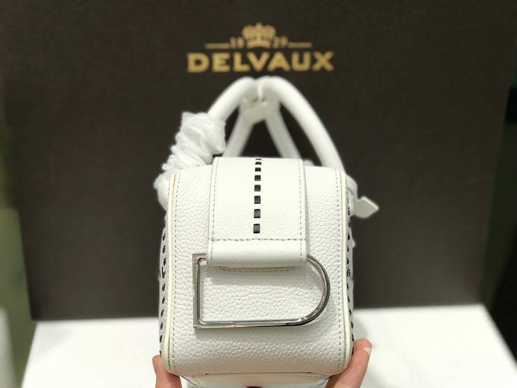 Delvaux Cool Box White Costura Contrastante