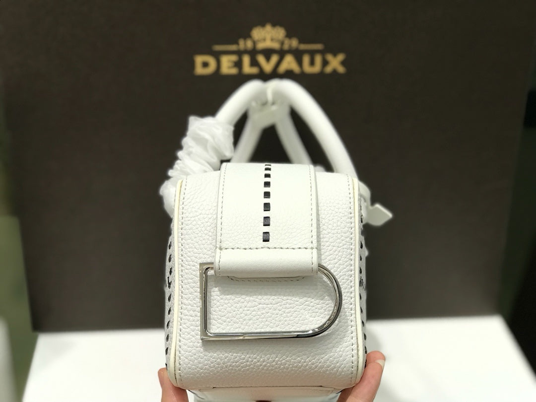 Delvaux Cool Box White Costura Contrastante