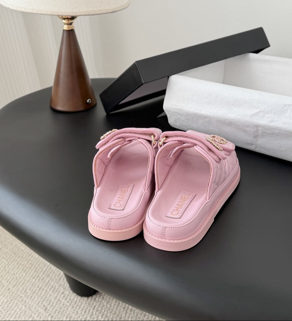 CHANEL Quilted Dad Sandal  Light Pink.