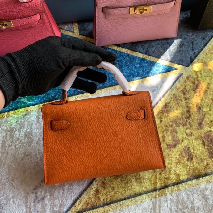 Bolsa Kelly Sellier Mini II  Etoupe Orange H  (tamanho 20) .